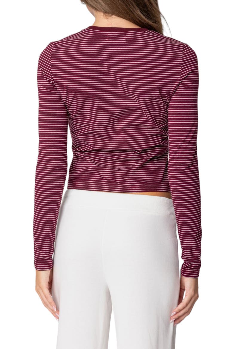 Brianna Stripe Stretch Cotton T-Shirt, Alternate, color, BURGUNDY