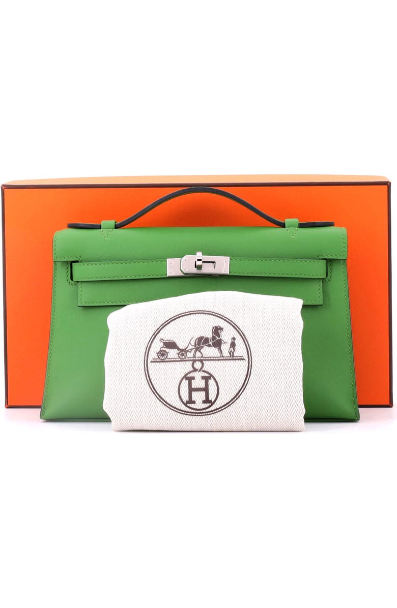 Pre-Owned Hermes Kelly Pochette Swift, Alternate, color, Vert Yucca
