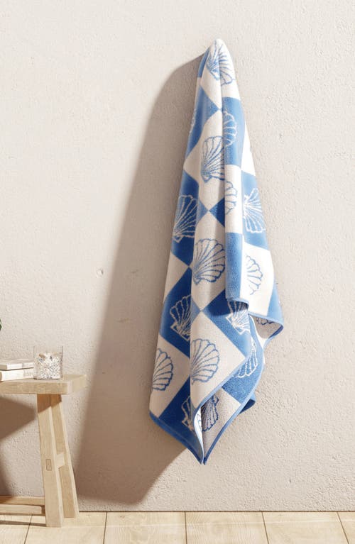 Woven & Weft Oversize Beach Towel In Blue/white Seashell