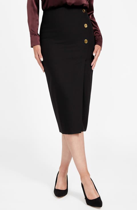 Dalia Button Detail Midi Skirt