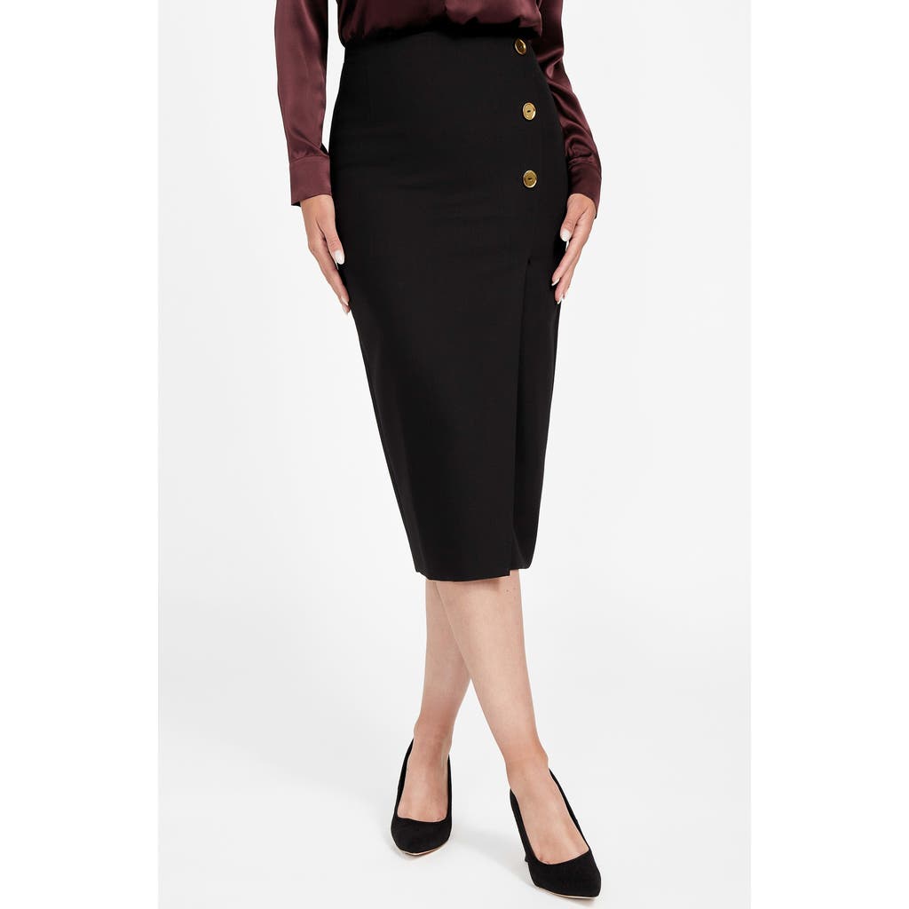 Marciano Dalia Button Detail Midi Skirt In Black
