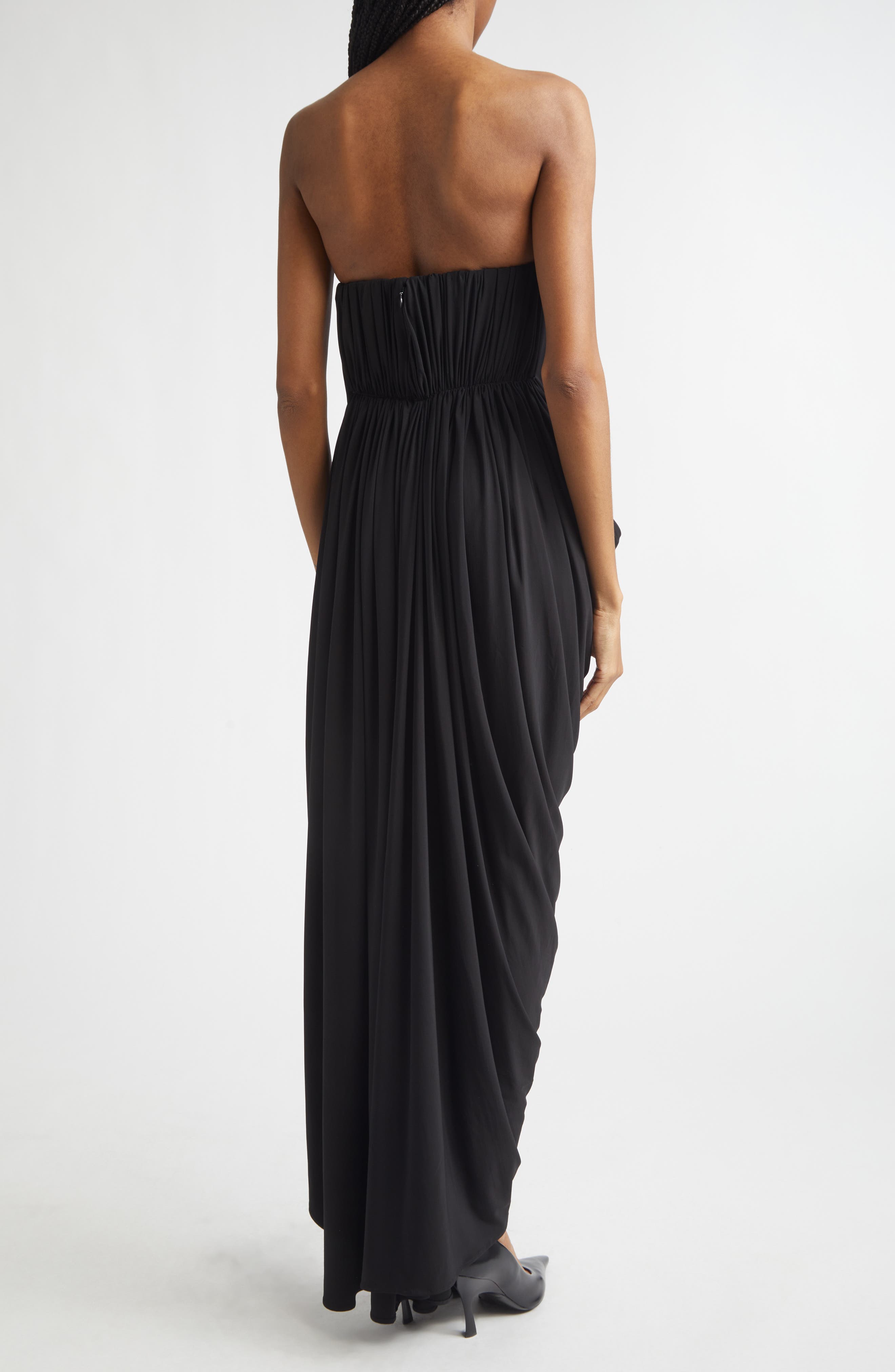 Strapless Draped Crepe Jersey Gown - image 2