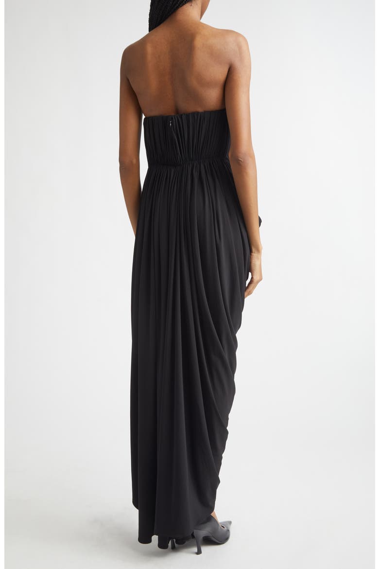 Strapless Draped Crepe Jersey Gown, Alternate, color, BLACK