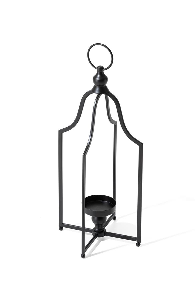Glitzhome Modern Farmhouse Metal Decorative Lantern Candle Holder, Alternate, color, Black