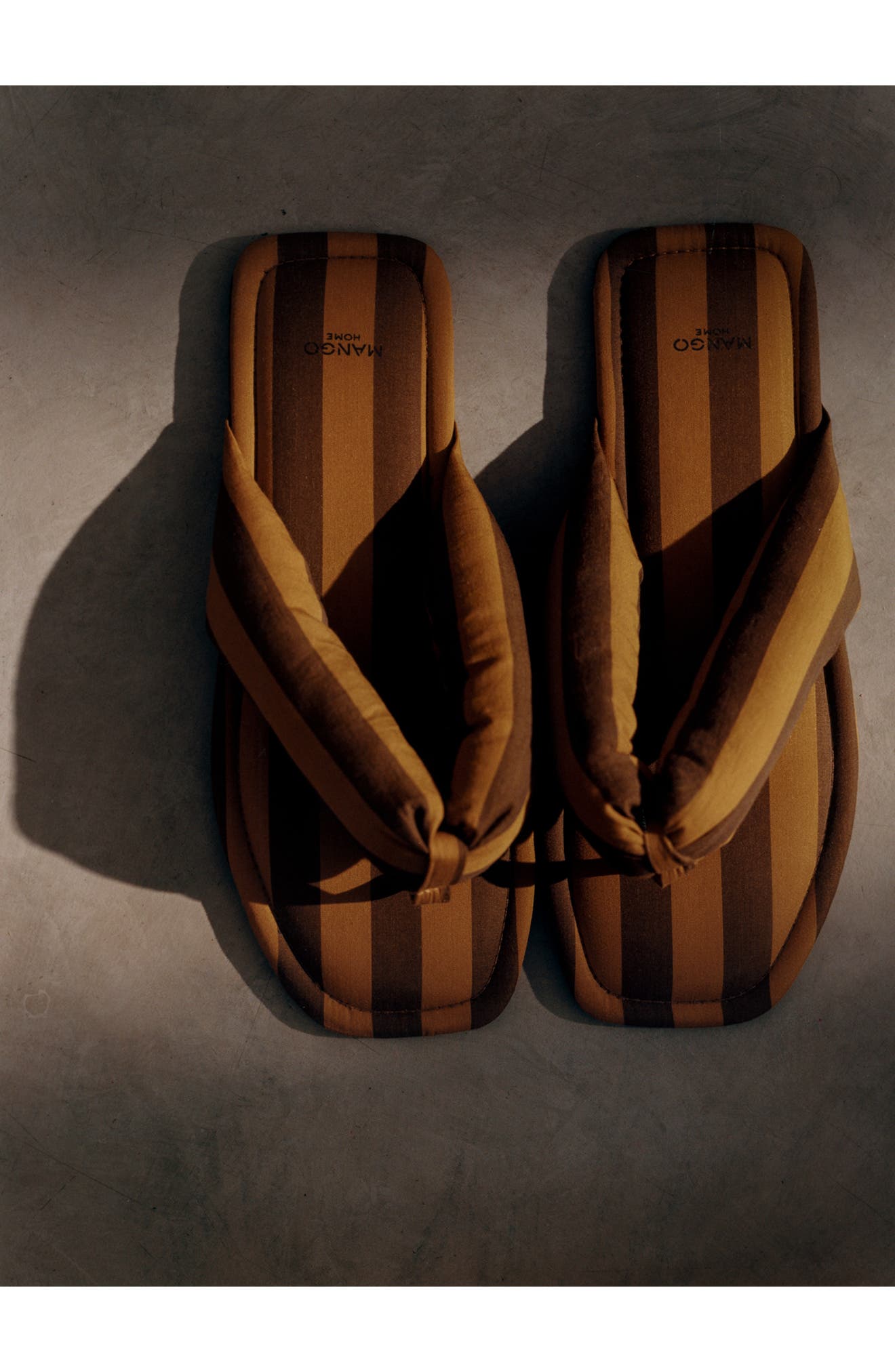 MANGO Stripe Puffer Flip Flop, Alternate, color, Brown