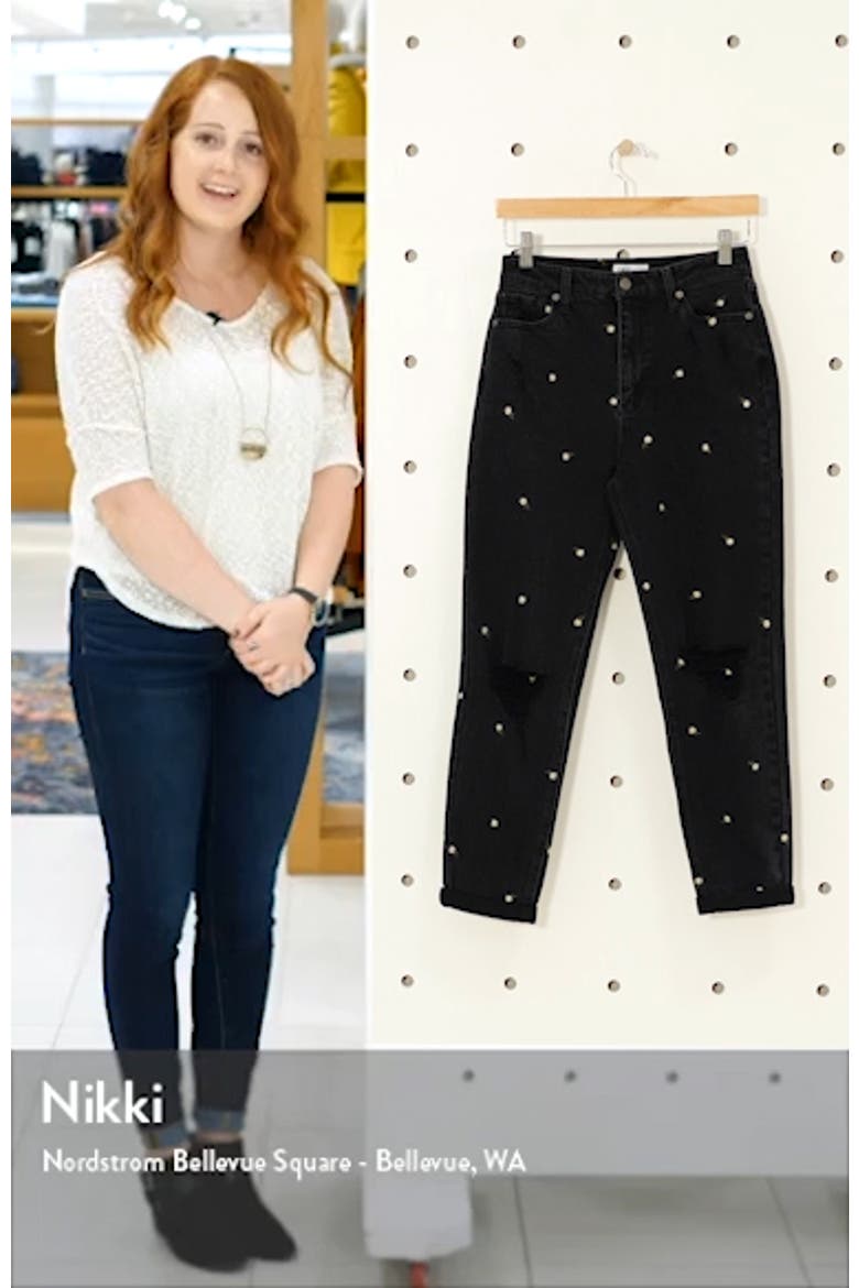 Daisy Embroidered Ripped High Waist Mom Jeans video