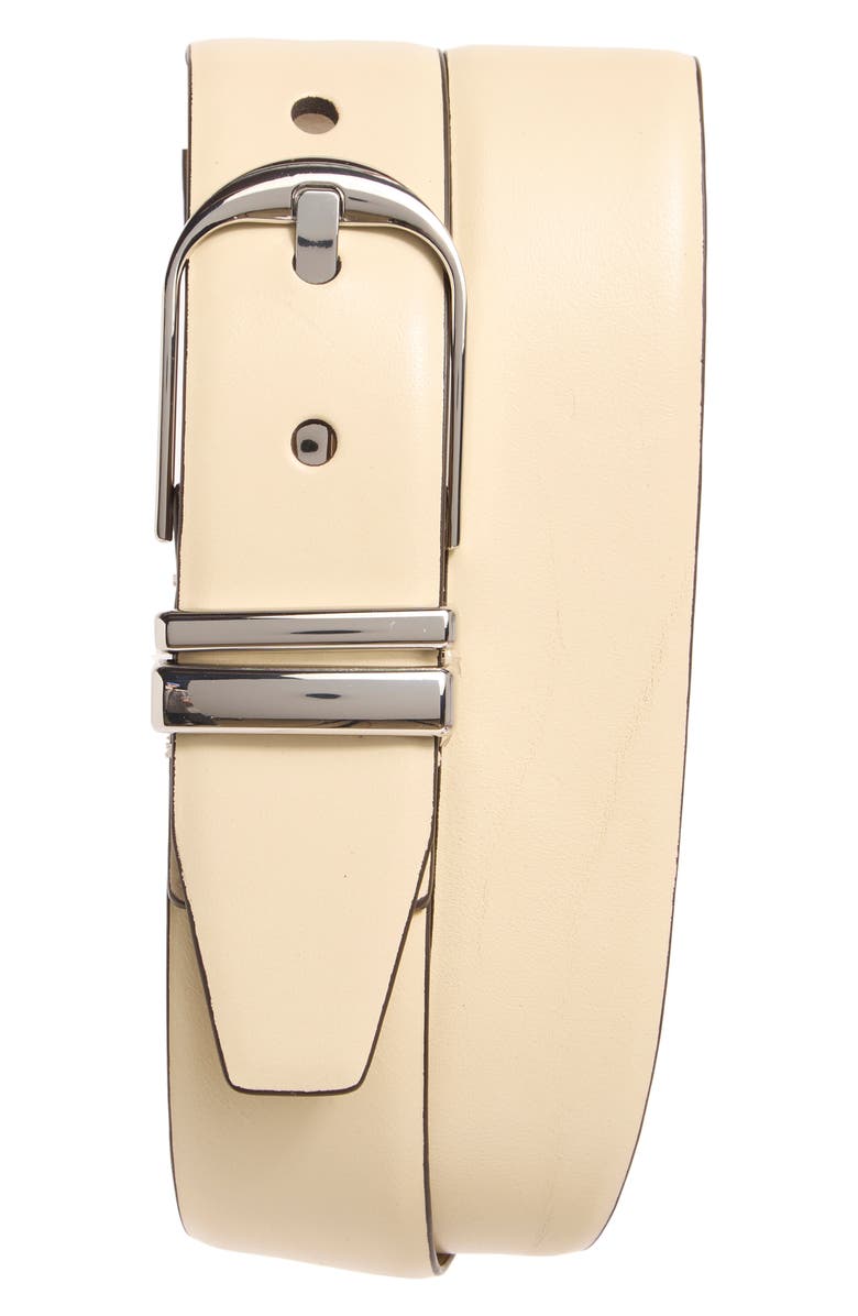 Nordstrom Leather Belt, Main, color, Ivory- Silver