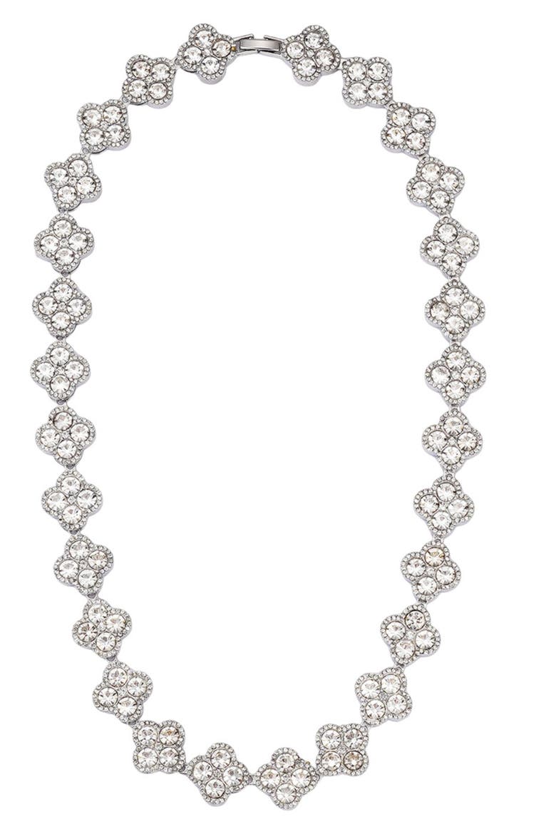 Crystal Clover Necklace, Main, color, SILVER