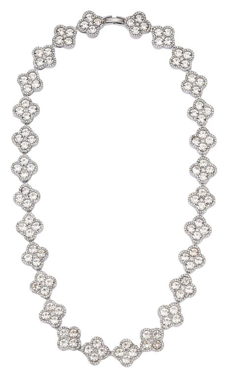 Adornia Silver Plated Crystal Clover Link Chain Necklace In Metallic