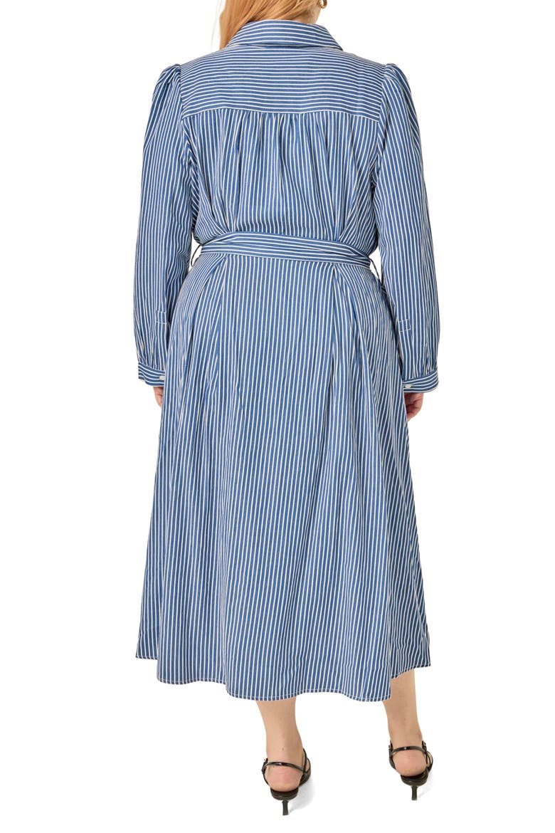 Stripe Belted Long Sleeve Maxi Dress, Alternate, color, NAVY
