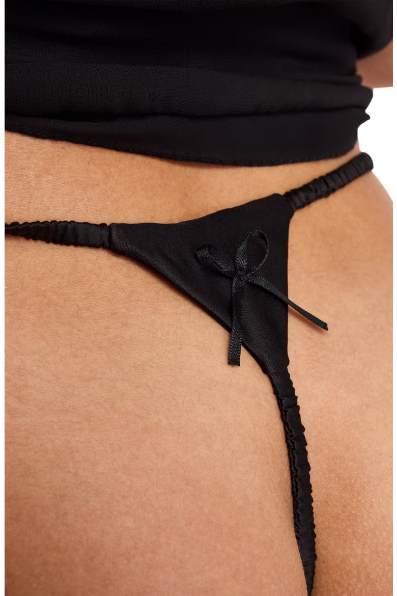 Kiki Sheer Chemise & Thong Set, Alternate, color, BLACK