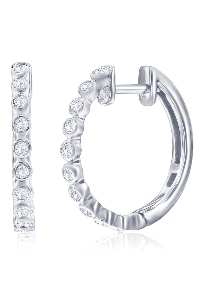 Lab Created Diamond Hoop Earrings - 0.23ctw, Main, color, SILVER