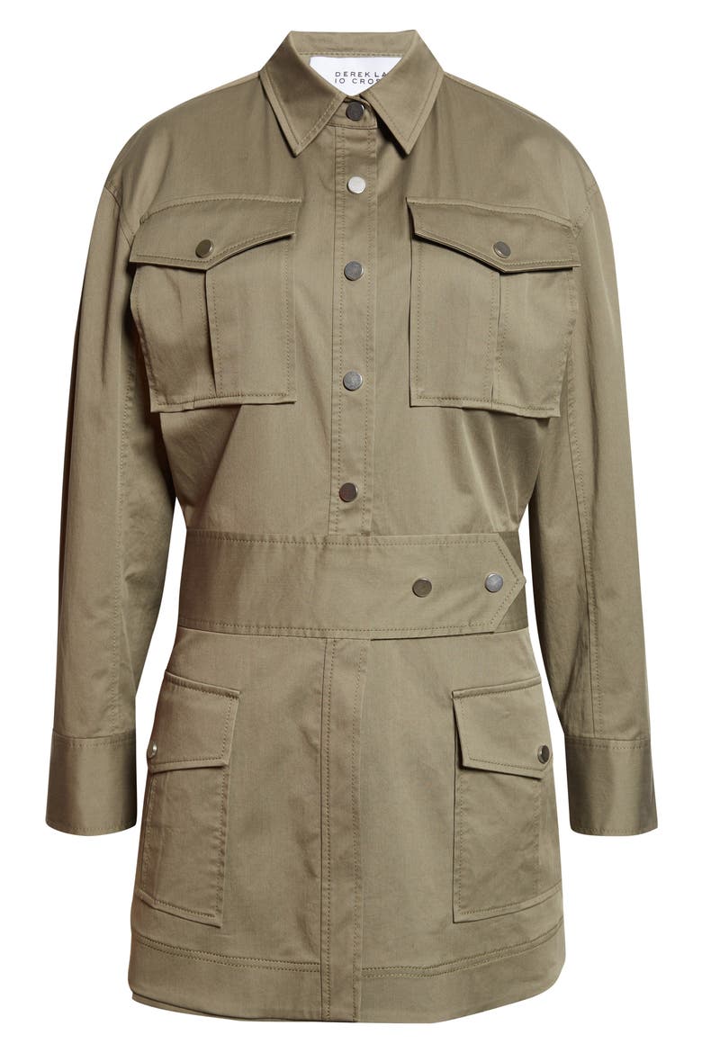 Brady Long Sleeve Utility Minidress, Alternate, color, DUSTY OLIVE
