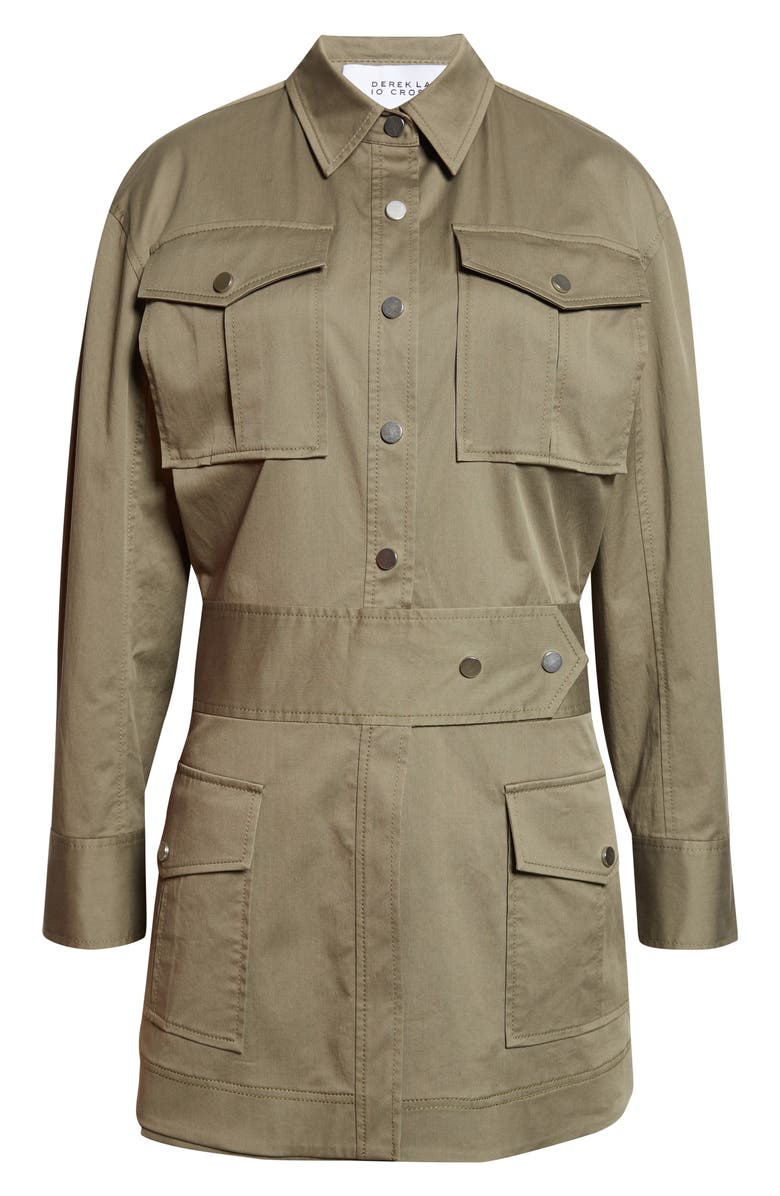 Derek Lam 10 Crosby Brady Long Sleeve Utility Minidress, Alternate, color, Dusty Olive