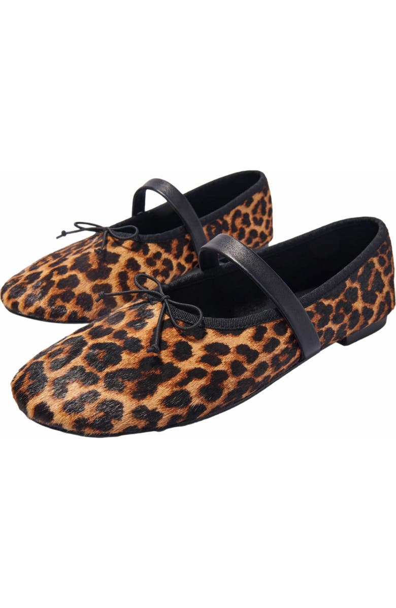 maje Leopard-effect leather ballet flats, Alternate, color,