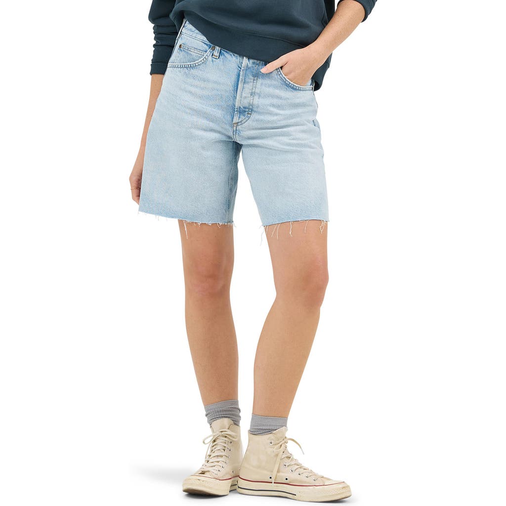 Lee Slouch Raw Hem Denim Bermuda Shorts In Hint Of Rain