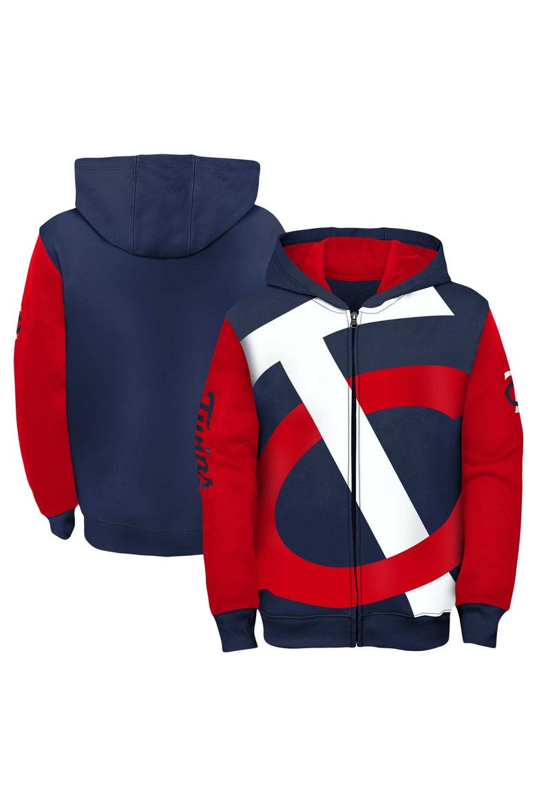 Youth Fanatics Branded Navy/Red Minnesota Twins Postcard Full-Zip Hoodie Jacket, Main, color, Navy