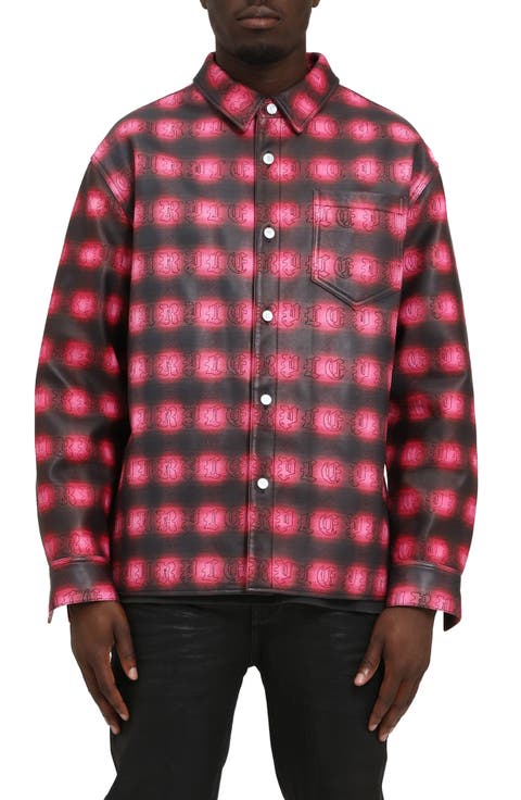 Shadow Plaid Leather Shacket