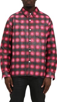PURPLE BRAND Shadow Plaid Leather Shacket