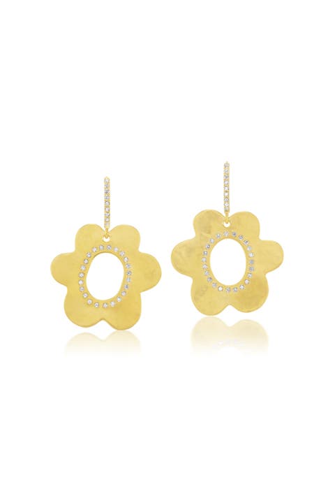 Large Daisy Huggie Earrings