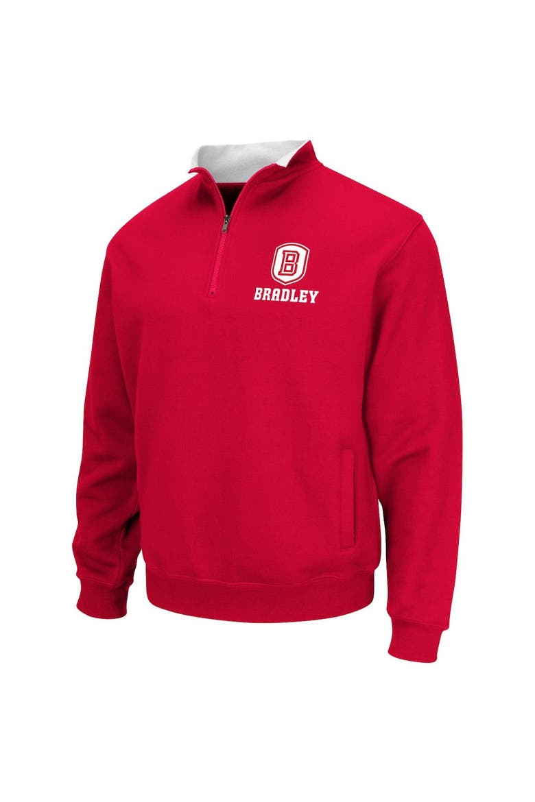 Men's Colosseum Red Bradley Braves Tortugas Quarter-Zip Sweatshirt, Alternate, color, Red