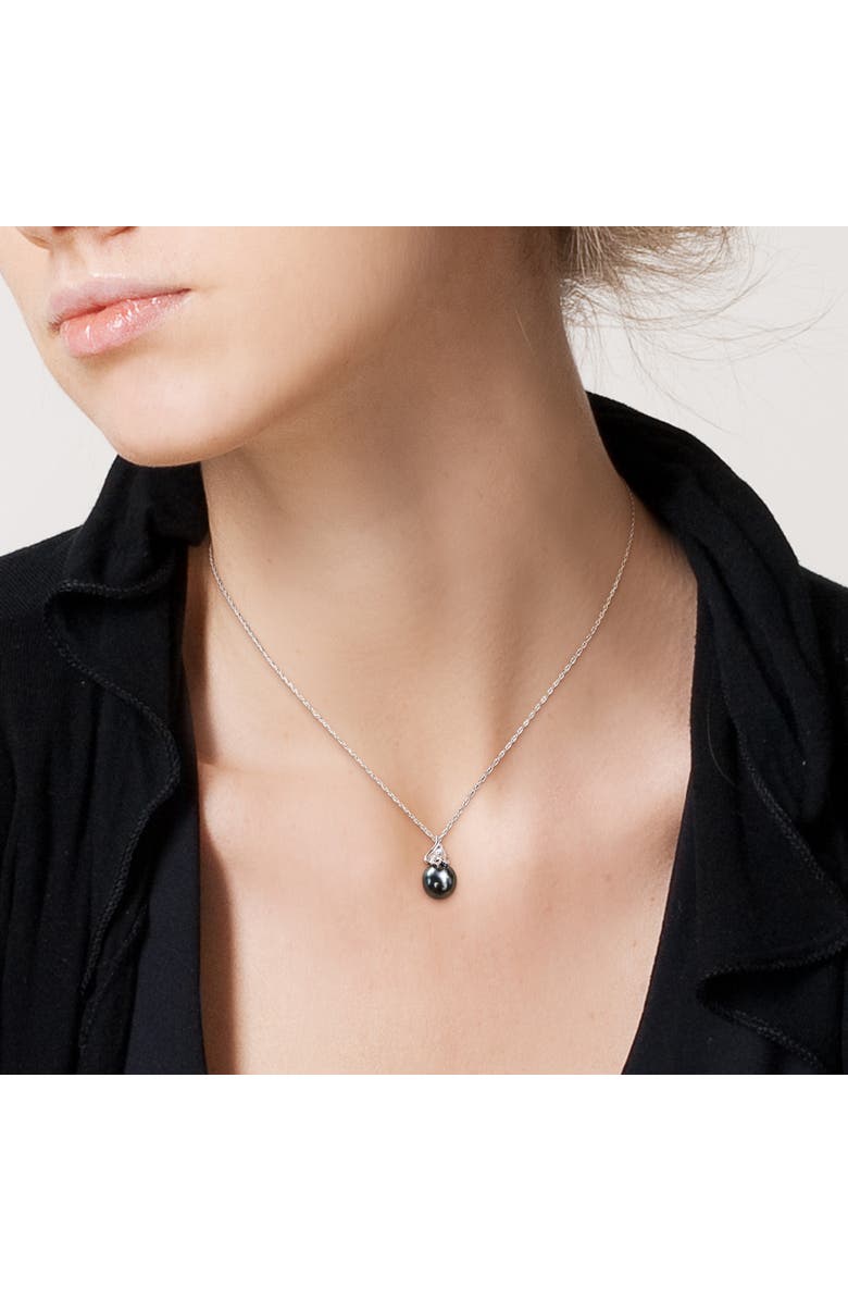 Julianna B. Pearl & Diamond Accent Drop Necklace 14k, Alternate, color, Tahitian Pearl/White Gold