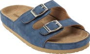 Comfortview The Maxi Leather-Like Adjustable Slip On Footbed Sandal