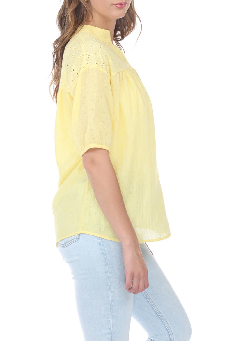 Embroidered Cotton Top, Alternate, color, YELLOW