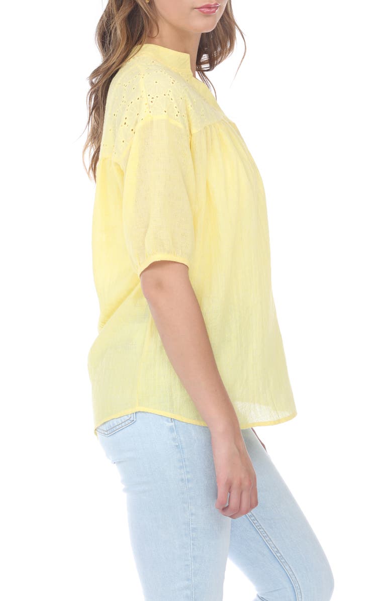 RAIN AND ROSE Embroidered Cotton Top, Alternate, color, Yellow