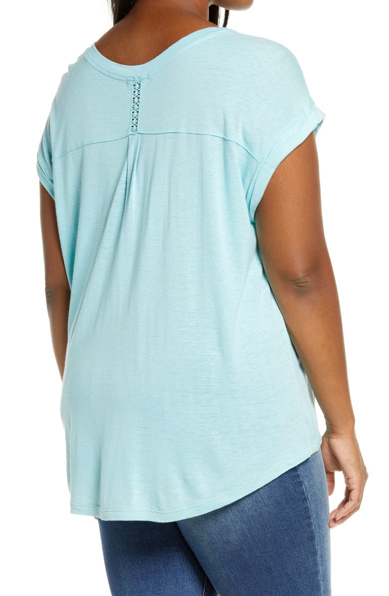 Democracy V-Neck Roll Cuff High/Low T-Shirt, Alternate, color, 