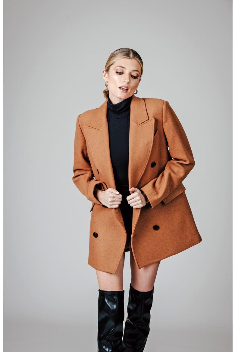 Tailored Double Breasted Coat, Alternate, color, MINK TWILL