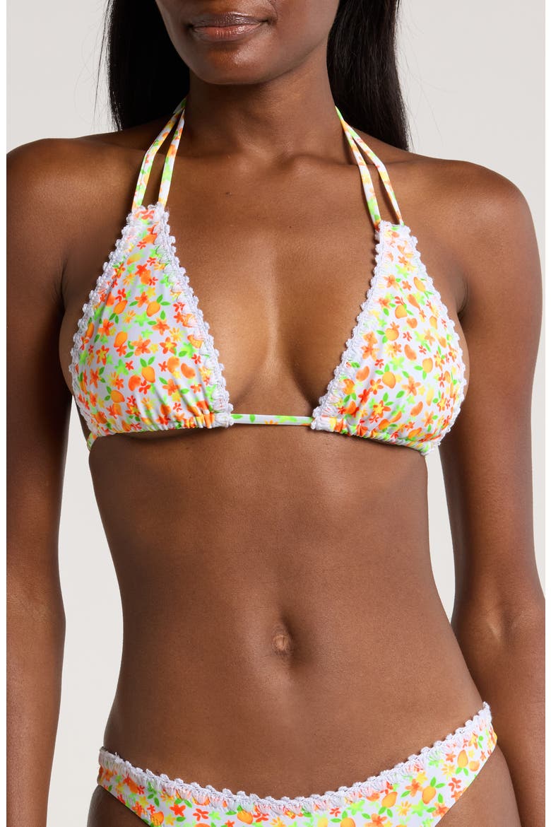 Crochet Trim Halter Bikini Top, Main, color, COCO MANGO