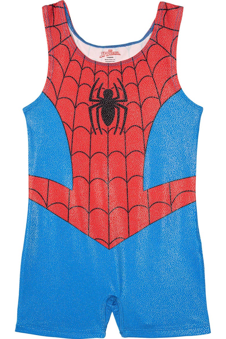 Spider-Man Sleeveless Gymnastics Romper, Main, color, Spider Man Red Blue