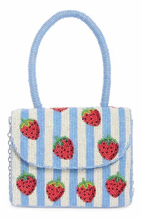 Collection XIIX Beaded Striped Strawberry Top Handle Bag