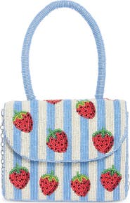 Collection XIIX Beaded Striped Strawberry Top Handle Bag