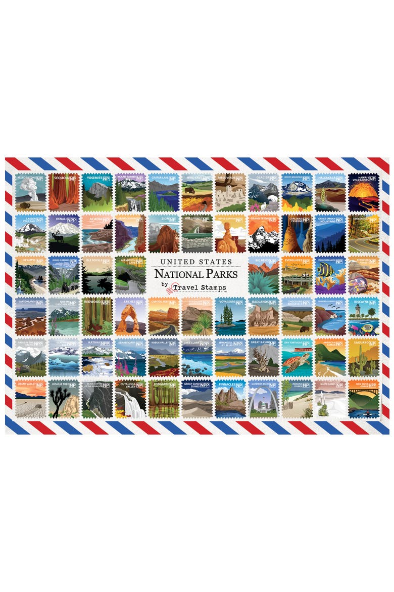 National Parks Stamps 1000pc Puzzle, Alternate, color, Multicolor