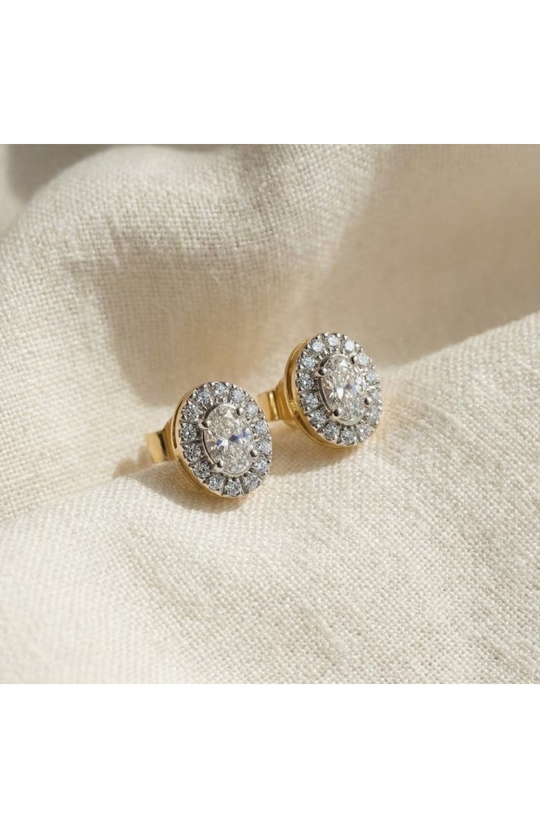 Bliss Diamond 3/4Ct Oval Diamond Halo Earrings in or Gold Lab Grown, Alternate, color, Yellow Gold