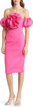 NIKKI LUND Norma Rosette Off the Shoulder Dress