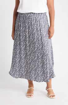 Floral Handkerchief Hem Midi Skirt