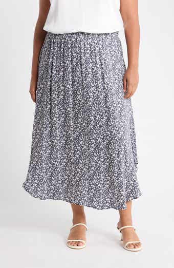 Floral Handkerchief Hem Midi Skirt