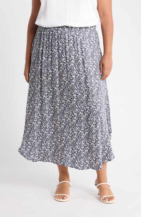 Floral Handkerchief Hem Midi Skirt