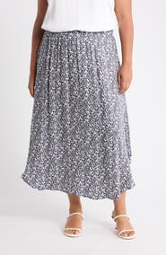 Renee C Floral Handkerchief Hem Midi Skirt
