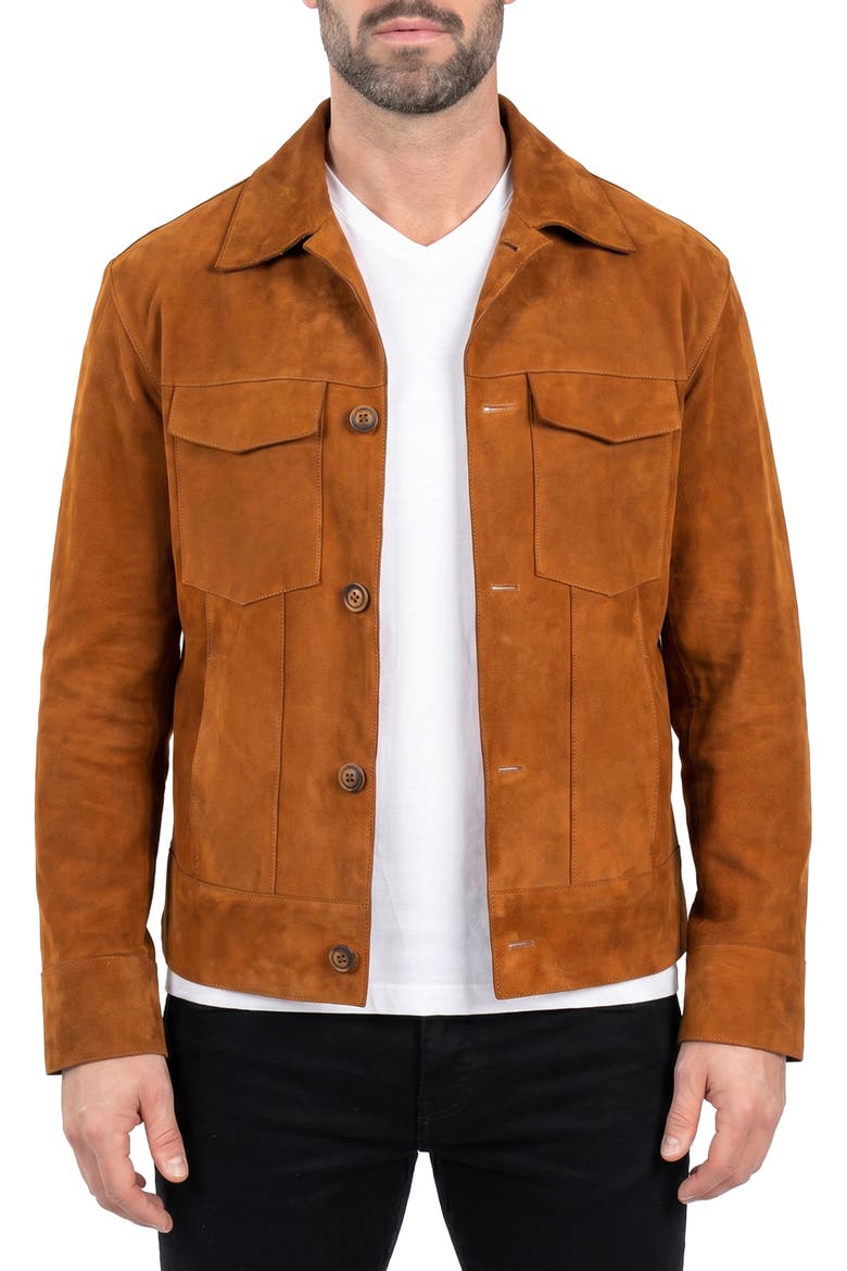 Captain Leather Jacket, Main, color, BROWN