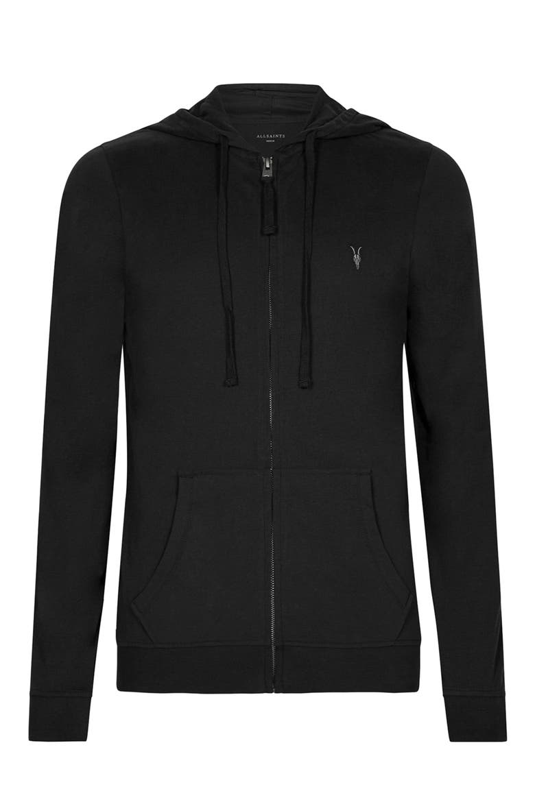 Brace Cotton Zip-Up Hoodie, Alternate, color, JET BLACK