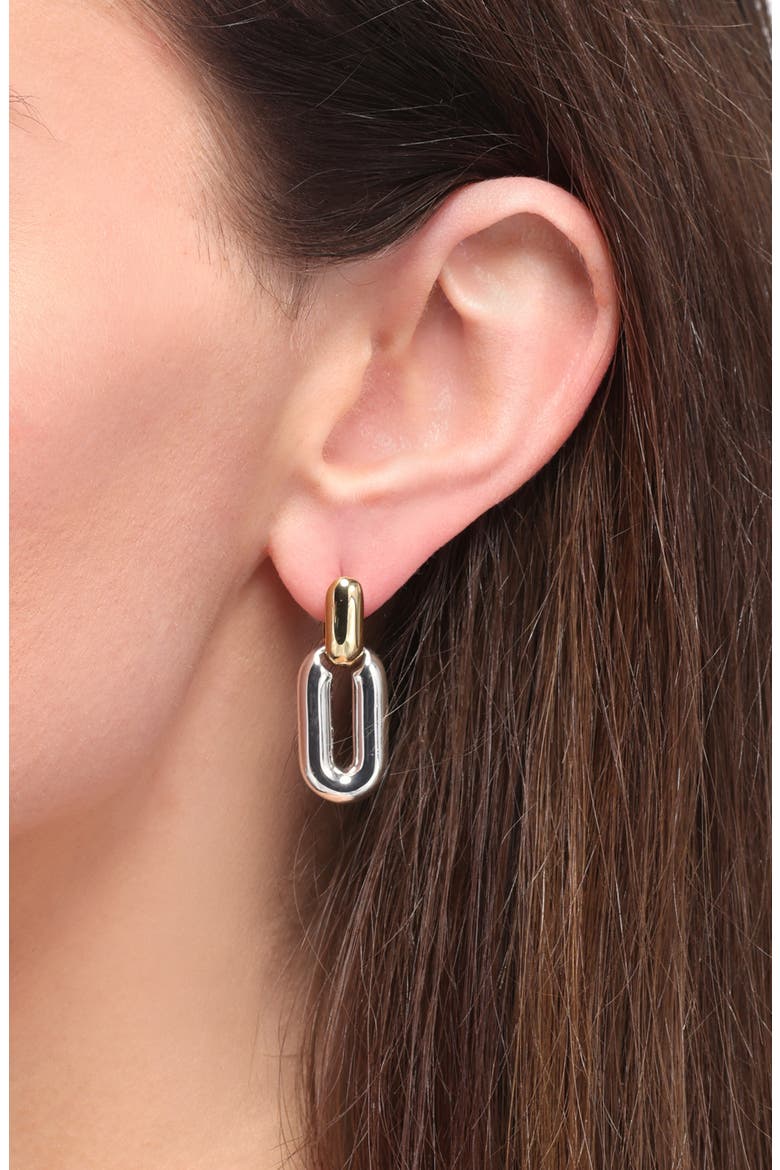 Puffy Detachable Link Earrings, Alternate, color, TWO-TONE