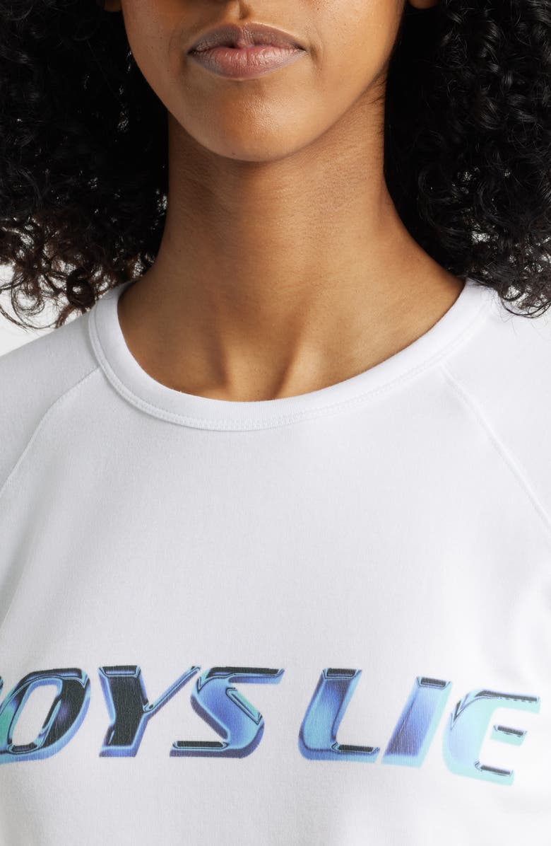 BOYS LIE Gotta Jet All Yours Crop Graphic T-Shirt, Alternate, color, White