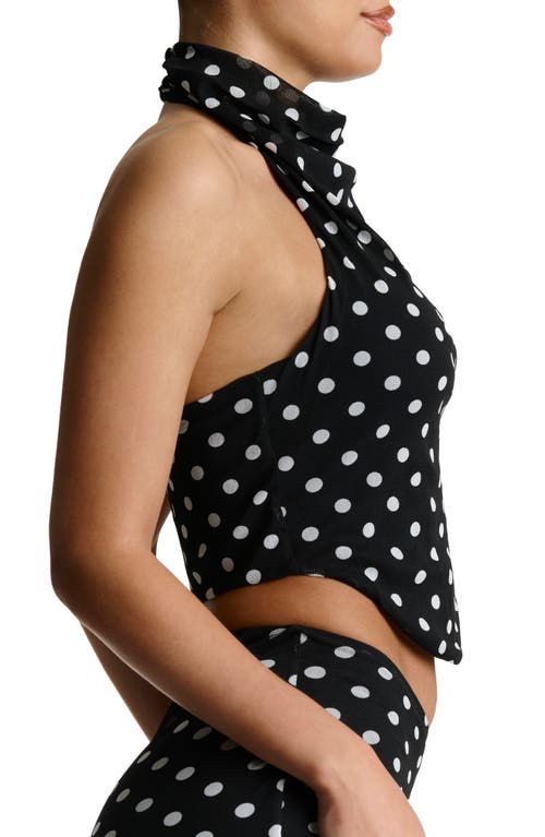 NAKED WARDROBE NAKED WARDROBE POLKA DOT HALTER CROP TOP