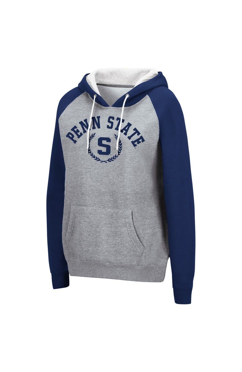 COLOSSEUM Women's Colosseum Heathered Gray Penn State Nittany Lions Contrast Raglan Pullover Hoodie, Alternate, color, 
