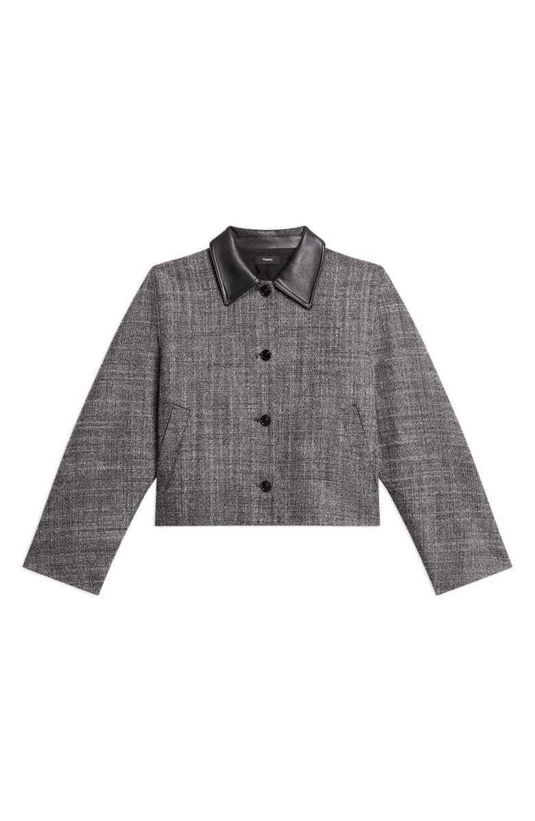 Theory Curve Crosshatch Virgin Wool Blend Jacket, Alternate, color, Charcoal Multi