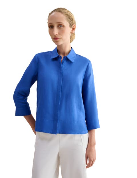 Nita 3/4 Sleeve Button Up Linen Shirt